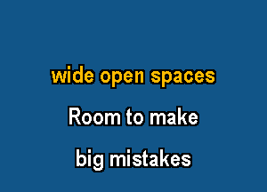 wide open spaces

Room to make

big mistakes