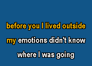 before you I lived outside

my emotions didn't know

where l was going