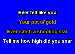 Ever felt like you
Your pot of gold

Ever catch a shooting star

Tell me how high did you soar