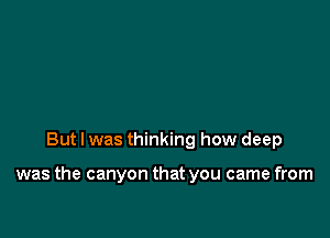 But I was thinking how deep

was the canyon that you came from