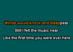 Winds would knock and disappear

Still lfelt the music near

Like the first time you were ever here