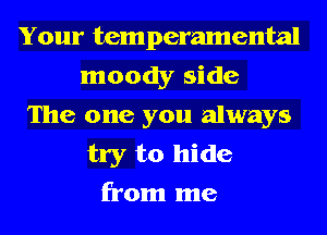 Your temperamental
moody side
The one you always
try to hide
from me