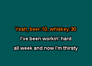 Yeah, beerz10,whiskey130

I've been workin' hard

all week and now I'm thirsty