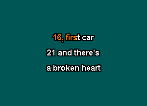16, first car

21 and there's

a broken heart