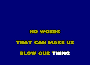 N0 WORDS

?HAT CAN MQKE US

BLOW OUR THING