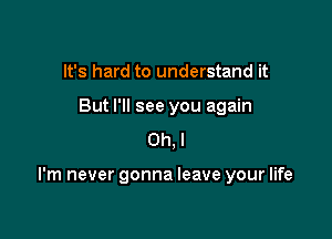 It's hard to understand it

But I'll see you again
Oh, I

I'm never gonna leave your life