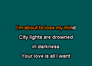 I'm about to lose my mind

City lights are drowned
in darkness

Your love is all I want