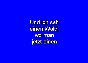 Und ich sah
einen Wald,

wo man
jetzt einen
