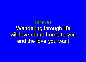 Wandering through life

will love come home to you
and the love you want