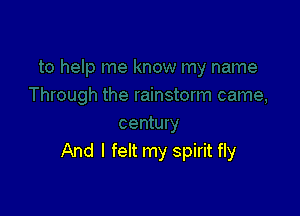 And I felt my spirit fly
