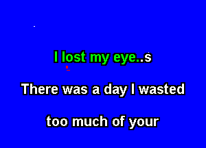 I lost my eye..s'

There was a day I wasted

too much of your