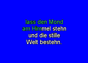 lass den Mond
am Himmel stehn

und die stille
Welt bestehn.