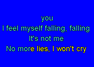 you
Ifeel myself falling, falling

It's not me
No more lies. I won't cry