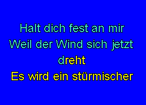 Halt dich fest an mir
Weil der Wind sich jetzt

dreht
Es wird ein stUrmischer