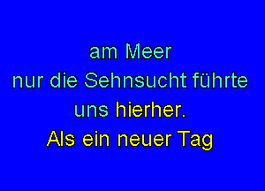 am Meer
nur die Sehnsucht fUhrte

uns hierher.
Als ein neuer Tag