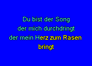 Du bist der Song
der mich durchdringt

der mein Herz zum Rasen
bringt