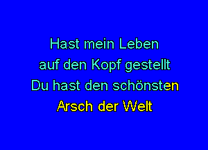 Hast mein Leben
auf den Kopf gestellt

Du hast den schdnsten
Arsch der Welt