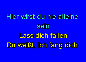 Hier wirst du nie alleine
sein

Lass dich fallen
Du weirst, ich fang dich