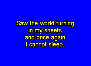 Saw the world turning
in my sheets

and once again
I cannot sleep.