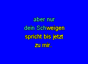 aber nur
dein Schweigen

spricht bis jetzt
zu mir.