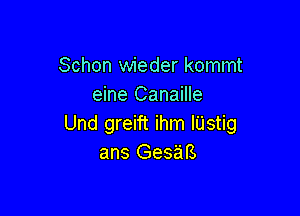 Schon wieder kommt
eine Canaille

Und greift ihm IUstig
ans GesaB