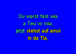 Du warst fast wia
a Teu v0 mia,

jetzt stehst auf amoi
in da Tia,