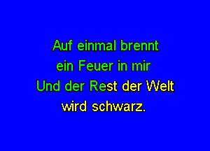 Auf einmal brennt
ein Feuer in mir

Und der Rest der Welt
wird schwarz.