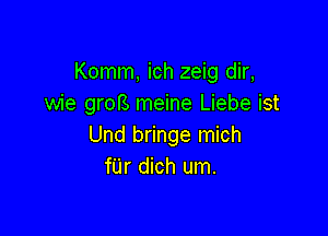 Komm, ich zeig dir,
wie grofS meine Liebe ist

Und bringe mich
fUr dich um.