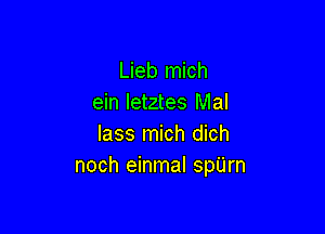 Lieb mich
ein Ietztes Mal

lass mich dich
noch einmal spU'rn