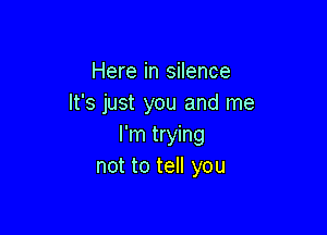 Here in silence
It's just you and me

I'm trying
not to tell you