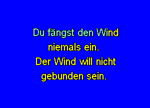 Du fangst den Wind
niemals ein.

Der Wind will nicht
gebunden sein.