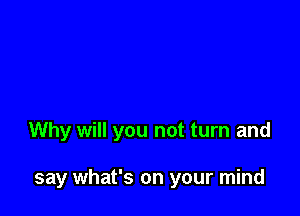 Why will you not turn and

say what's on your mind