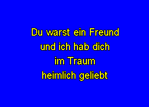 Du warst ein Freund
und ich hab dich

im Traum
heimlich geliebt