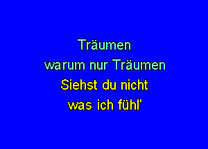 Traumen
warum nur Traumen

Siehst du nicht
was ich fUhI'