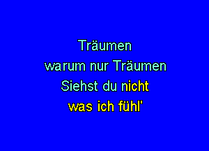 Traumen
warum nur Traumen

Siehst du nicht
was ich fUhI'