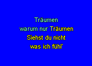 Traumen
warum nur Traumen

Siehst du nicht
was ich fUhI'