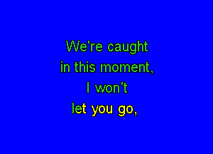 We're caught
in this moment,

I won't
let you go,
