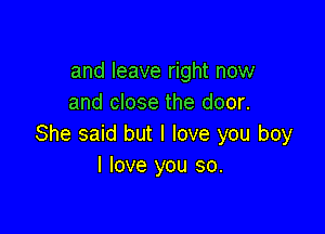 and leave right now
and close the door.

She said but I love you boy
I love you so.