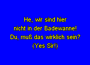 He, wir sind hier
nicht in der Badewanne!

Du, murs das wirklich sein?
(Yes Sir!)