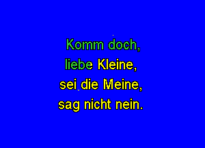 Komm doch,
liebe Kleine,

sei,die Meine,
sag nicht nein.