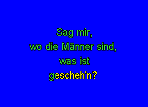 Saglnk,
we die manner sind,

was ist
gescheh'n?