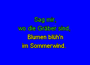 Sag mir,
wo die Graber sind,

Blumen bIUh'n
im Sommerwind.