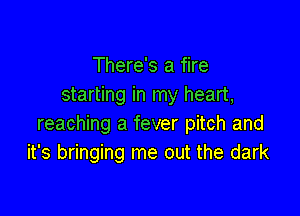 There's a fire
starting in my heart,

reaching a fever pitch and
it's bringing me out the dark