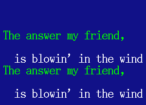 The answer my friend,

is blowin in the wind
The answer my friend,

is blowin in the wind