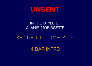 IN THE STYLE 0F
ALANIS MDRISSETTE

KEY OF (B) TIMEI 409

4 BAR INTRO