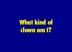 Whul kind of

clown um I?