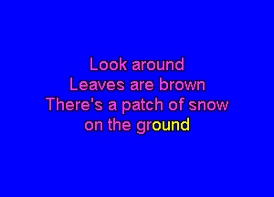 Look around
Leaves are brown

There's a patch of snow
on the ground