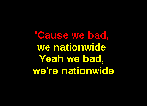'Cause we bad,
we nationwide

Yeah we bad,
we're nationwide