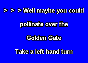 z. t) Well maybe you could

pollinate over the

Golden Gate

Take a left hand turn