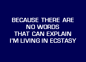 BECAUSE THERE ARE
NO WORDS
THAT CAN EXPLAIN
I'M LIVING IN ECSTASY